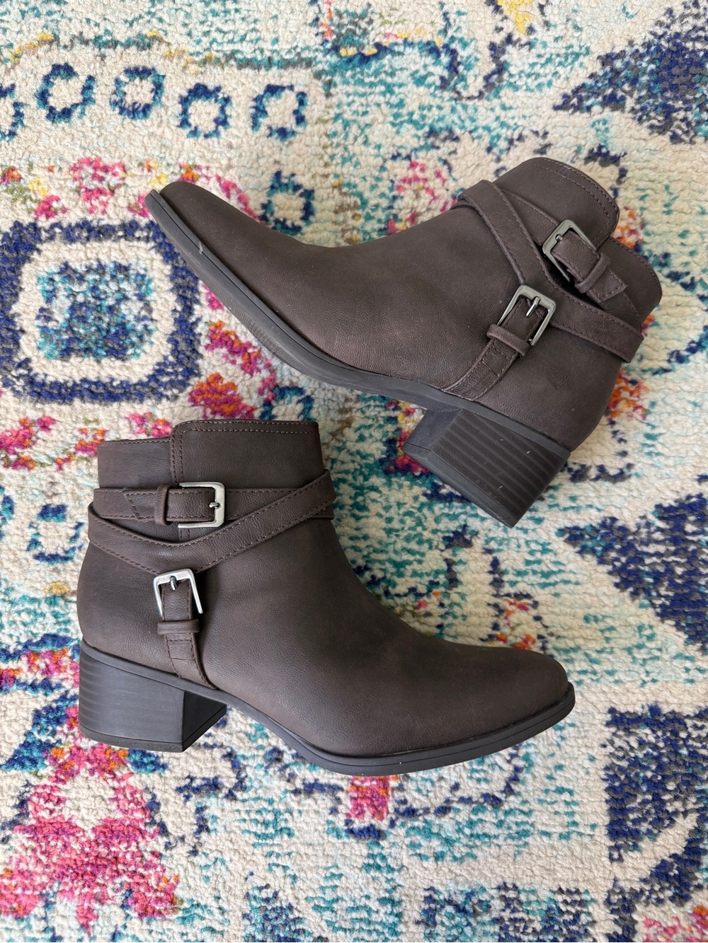 Naturalizer Brown Buckle Ankle Booties